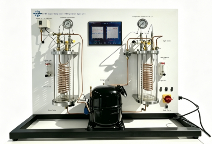 Aparelho experimental de ciclo de refrigeração por compressão de vapor para laboratórios de ensino
